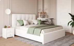 Кровать Монако (латы) Экокожа, 140х200, Nice White, Nice White